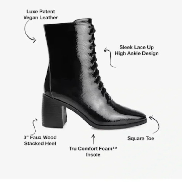Journee Collection Shoes - Journee Collection vegan patent leather lace up boots